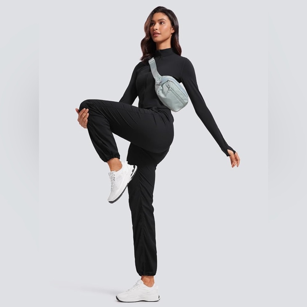CRZ YOGA Lightweight Straight Leg Workout Pants with Pockets - Black, size XL